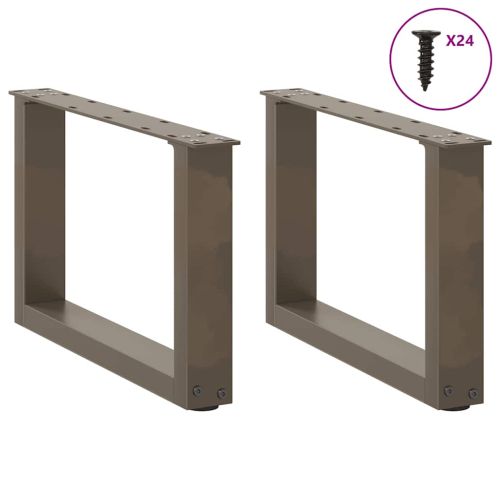 Крака за масичка за кафе, U-образни, 2 бр., естествена стомана, 50 x (30-31) см, стомана