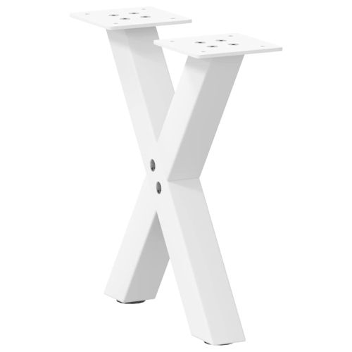 Крака за масичка за кафе, X-образни, 2 бр., бели, 37 x (30-31) см, стомана
