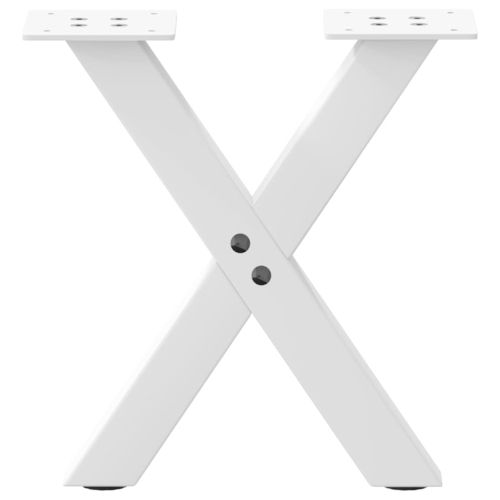 Крака за масичка за кафе, X-образни, 2 бр., бели, 37 x (30-31) см, стомана