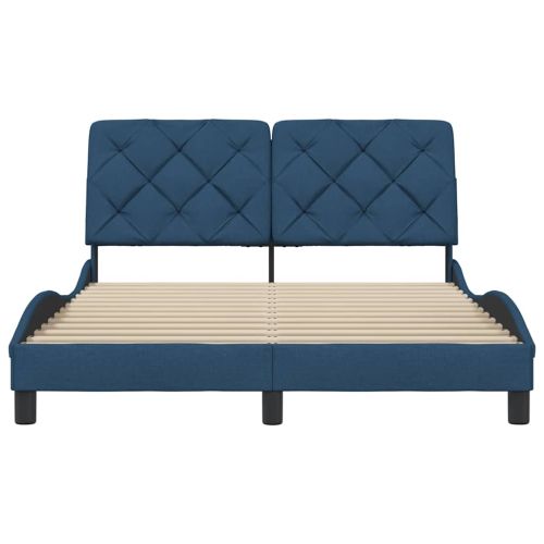 Рамка за легло без матрак, синя, 140x190 см, плат