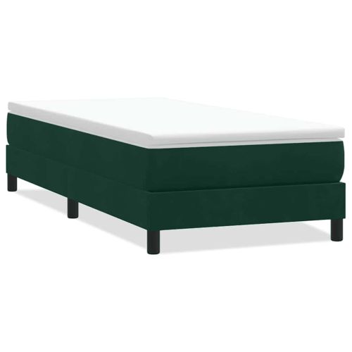 Box Spring Легло без матрак Тъмнозелено 100x210 cm Кадифе