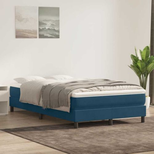 Box Spring легло без матрак Тъмно синьо 120x210 cm кадифе