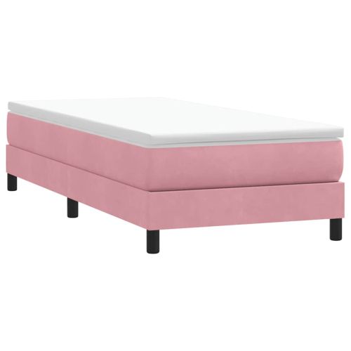 Box Spring легло без матрак розово 80x220 cm кадифе
