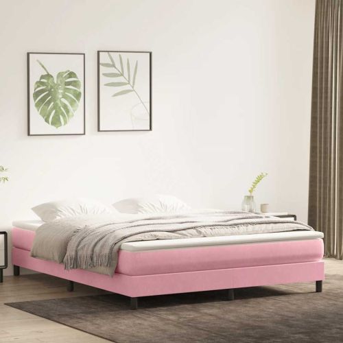 Box Spring легло без матрак розово 180x210 cm кадифе