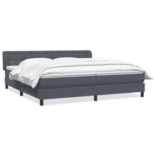 Box Spring легло с матраци Тъмно сиво 180x210 cm кадифе