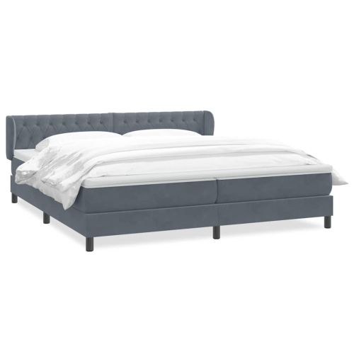 Box Spring легло с матраци Тъмно сиво 180x210 cm кадифе