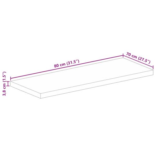 Плот за маса 80x70x3,8 см правоъгълен масивно дърво грубо манго