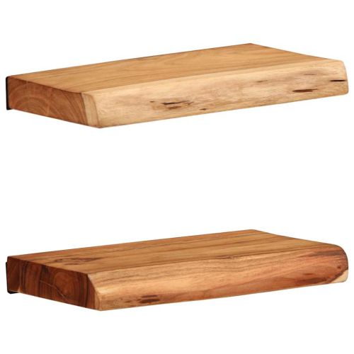 Стенни рафтове, 2 бр, 30x20x3,5 см, акациево дърво масив
