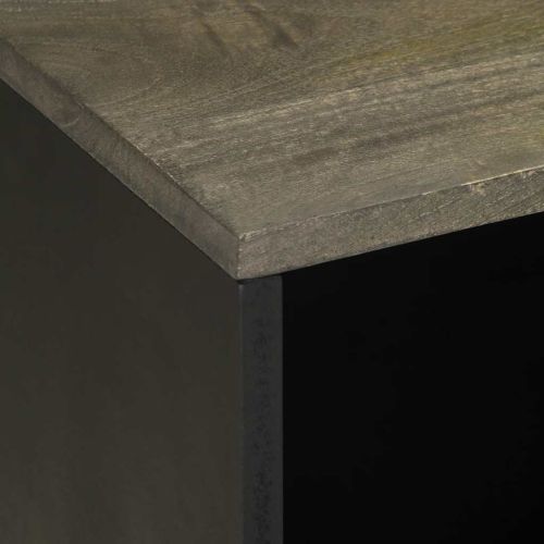ТВ шкаф, черен, 80x33x46 см, мангово дърво масив