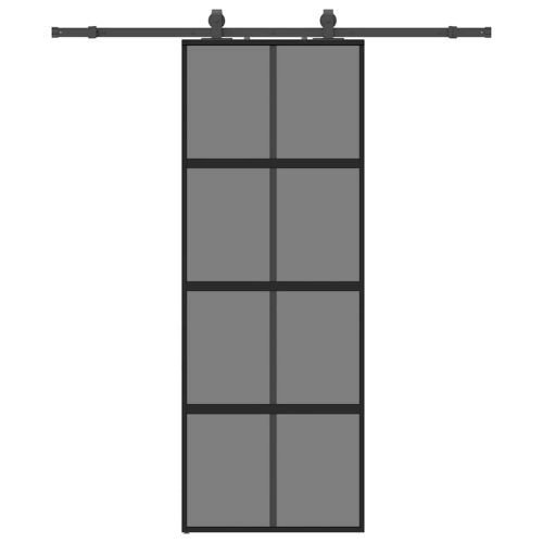 Плъзгаща се врата с комплект обков Черно 76x205 cm