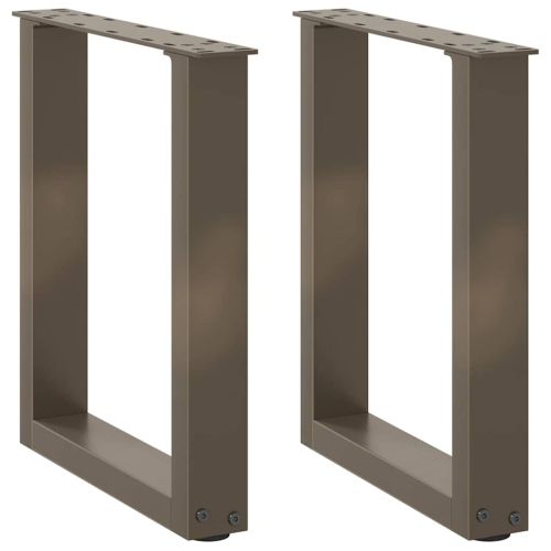 Крака за масичка за кафе, U-образни, 2 бр., естествена стомана, 28 x (42-43) см, стомана