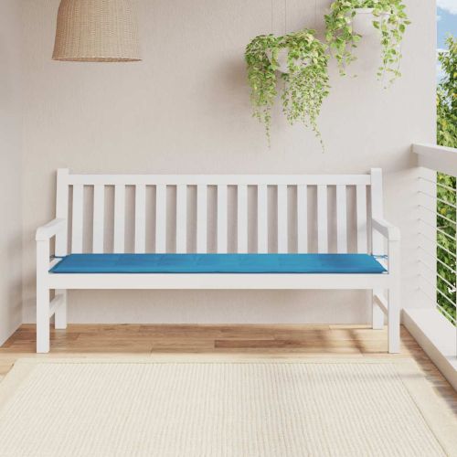 Възглавница за градинска пейка синя 180x50x3 см оксфорд плат