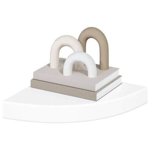 Плаващи ъглови рафтове, 4 бр., бяло, гланц, 25x25x3,8 см, MDF