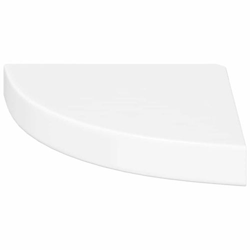 Плаващи ъглови рафтове, 4 бр., бяло, гланц, 25x25x3,8 см, MDF
