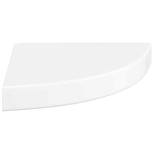 Плаващи ъглови рафтове, 4 бр., бяло, гланц, 25x25x3,8 см, MDF