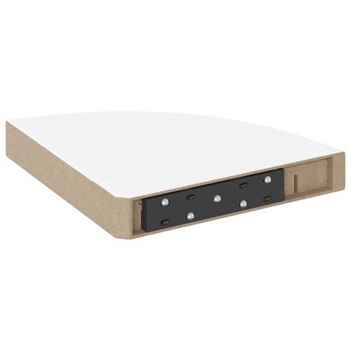 Плаващи ъглови рафтове, 4 бр., бяло, гланц, 25x25x3,8 см, MDF