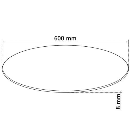 Темпериран стъклен плот за кръгла маса, 600 мм
