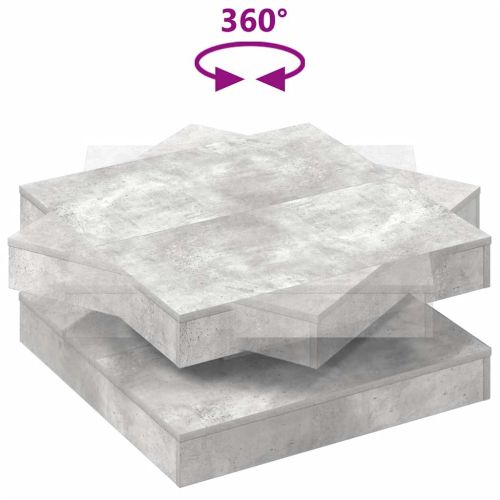 Холна маса, въртяща се на 360 градуса, бетонно сива, 70x70x34,5 см