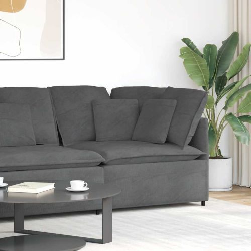 Модулен диван ъглов модул с възглавници, тъмносив, 100 см