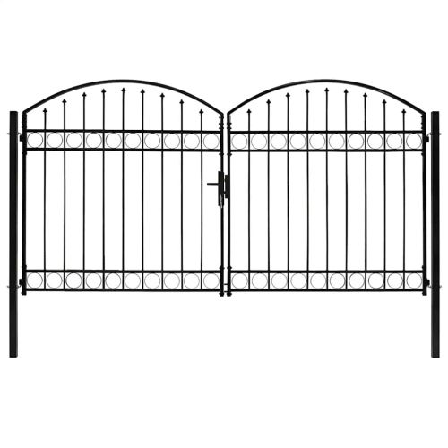 Оградна порта ASSEN с двойна врата с арковиден връх, стомана, 300x175 см