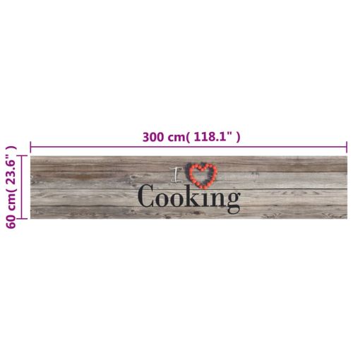Кухненско килимче, миещо, Cooking, сиво, 60x300 см, кадифе