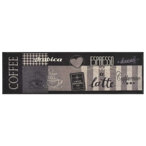 Кухненско килимче, миещо, Coffee, черно, 45x150 см, кадифе