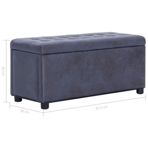 281376 Storage Ottoman 87,5 cm Grey Faux Suede Leather