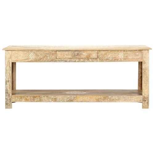 Маса за кафе, 110x50x45 см, ръчно рисувана, мангово дърво масив