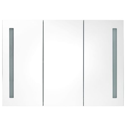 LED шкаф с огледало за баня, 89x14x62 см, сив