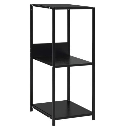 Малка етажерка за книги черна 33,5x39,6x79,7 см инженерно дърво