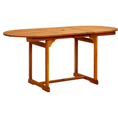 Градинска трапезна маса (120-170)x80x75 cм акациево дърво масив