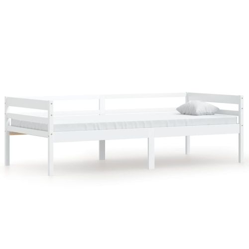 Рамка за легло, бяла, борово дърво масив, 90x200 cм