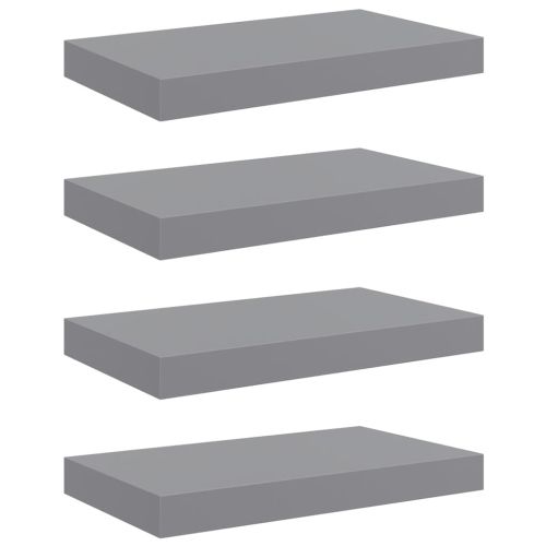 Окачени стенни рафтове, 4 бр, сиви, 40x23,5x3,8 см, МДФ