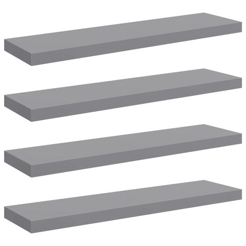 Окачени стенни рафтове, 4 бр, сиви, 90x23,5x3,8 см, МДФ