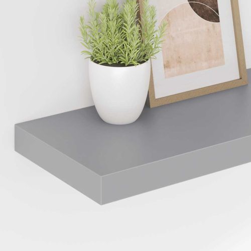 Окачени стенни рафтове, 2 бр, сиви, 60x23,5x3,8 см, МДФ