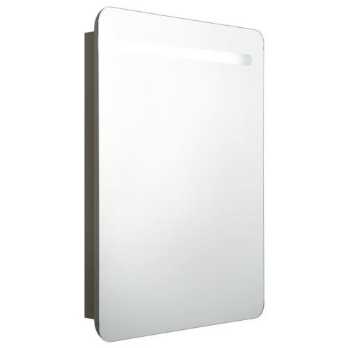 LED шкаф с огледало за баня, антрацит, 60x11x80 см