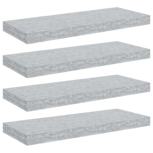 Окачени стенни рафтове, 4 бр, бетонно сиви, 60x23,5x3,8 см, МДФ