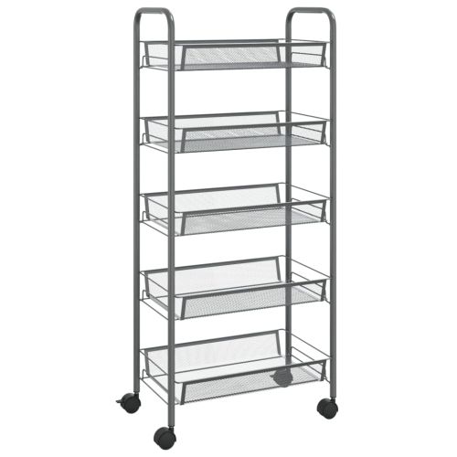 Кухненска количка на 5 нива, сива, 46x26x105 см, желязо