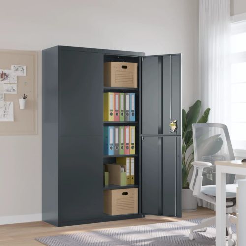 Шкаф за папки антрацит 105x40x180 см стомана