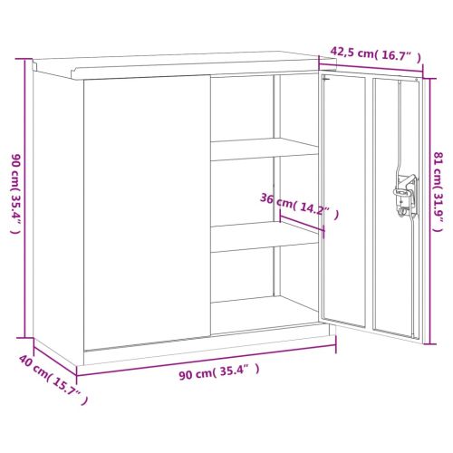 Шкаф за папки антрацит 90x40x90 см стомана