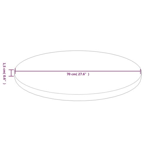 Кръгъл плот за маса тъмнокафяв Ø70x1,5 см обработен дъб масив