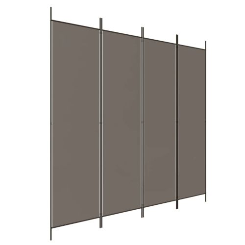 Параван за стая, 4 панела, антрацит, 200x200 cм, текстил