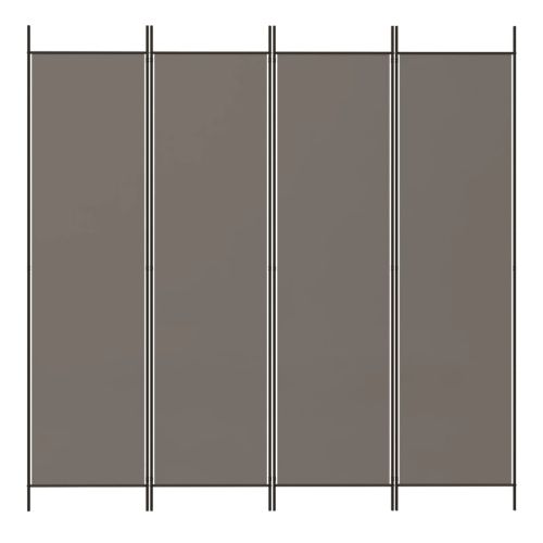 Параван за стая, 4 панела, антрацит, 200x200 cм, текстил