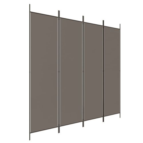 Параван за стая, 4 панела, антрацит, 200x220 cм, текстил