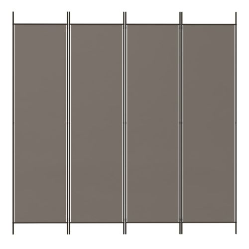 Параван за стая, 4 панела, антрацит, 200x220 cм, текстил