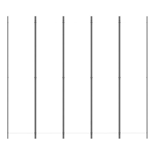 Параван за стая, 5 панела, бял, 250x220 см, текстил