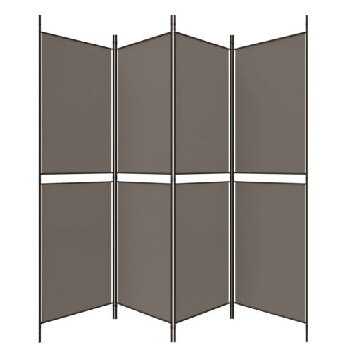 Параван за стая, 4 панела, антрацит, 200x180 cм, текстил