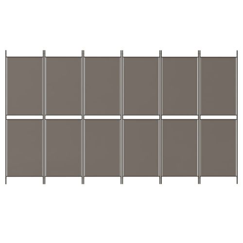 Параван за стая, 6 панела, антрацит, 300x200 cм, текстил
