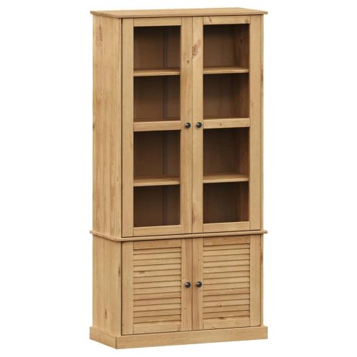 Стъклен шкаф витрина VIGO 85x35x170 см бор масив
