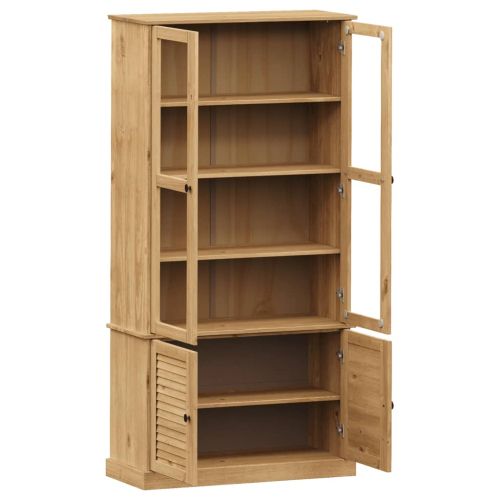 Стъклен шкаф витрина VIGO 85x35x170 см бор масив
